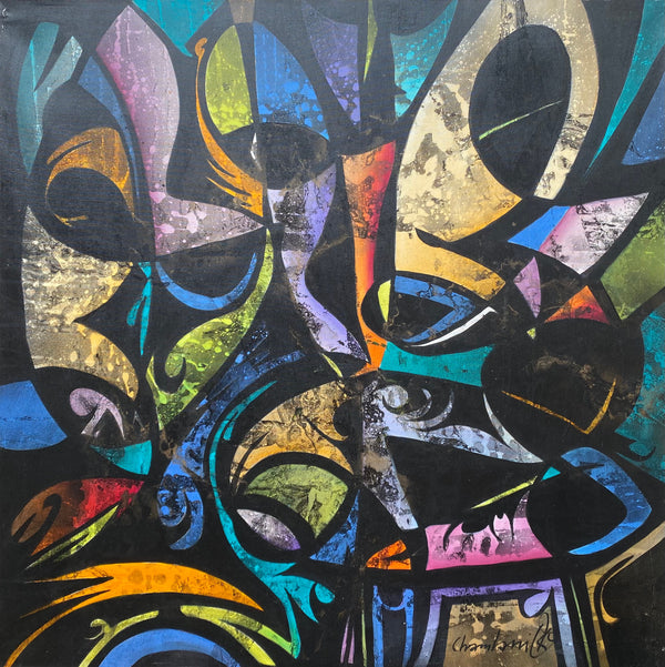Formes géométriques bleues et noires — Othmane Chamlani (Vendu)