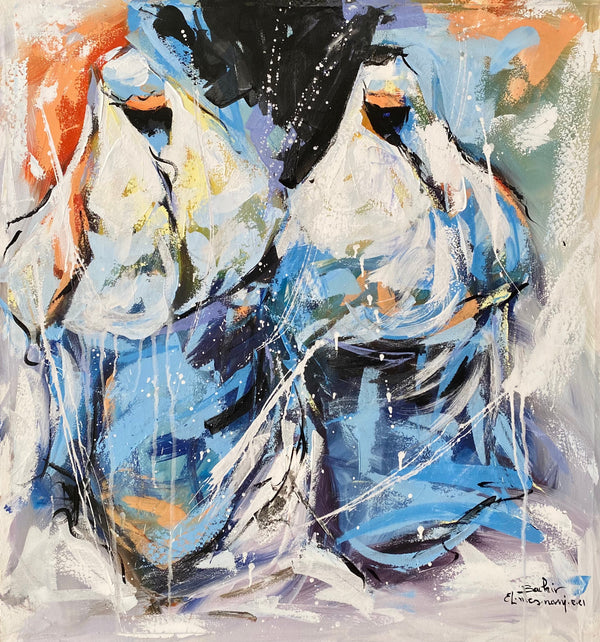 Bachir El Mesnani — large acrylic painting, Moroccan art