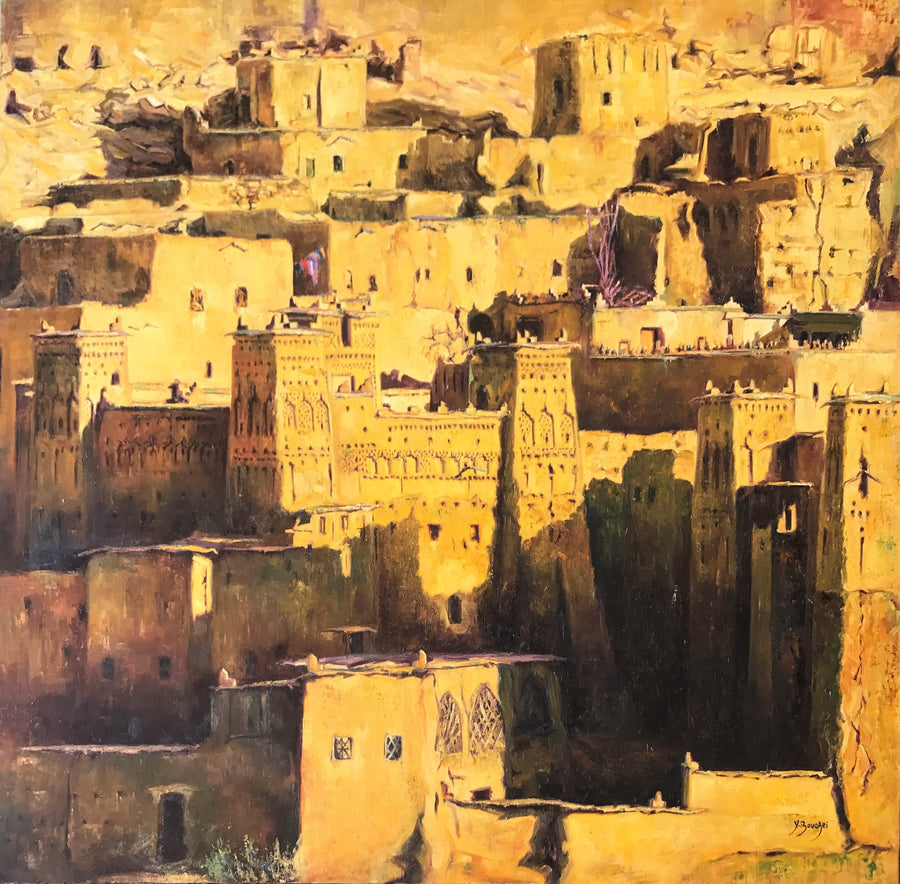 Grand tableau figuratif de Youssef Bougari — Moroccan Paintings