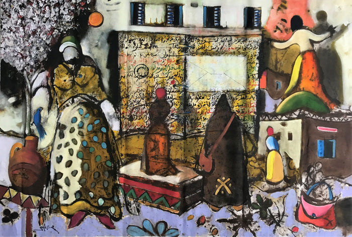 Mbarek Balili — Grand tableau à l’huile — tableau marocain