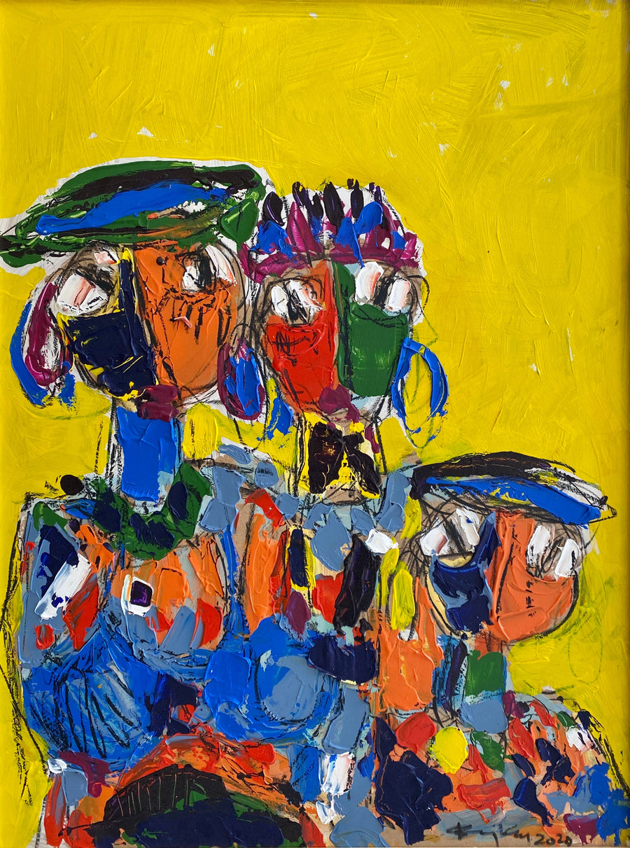 Salah Benjkan — Grand tableau acrylique