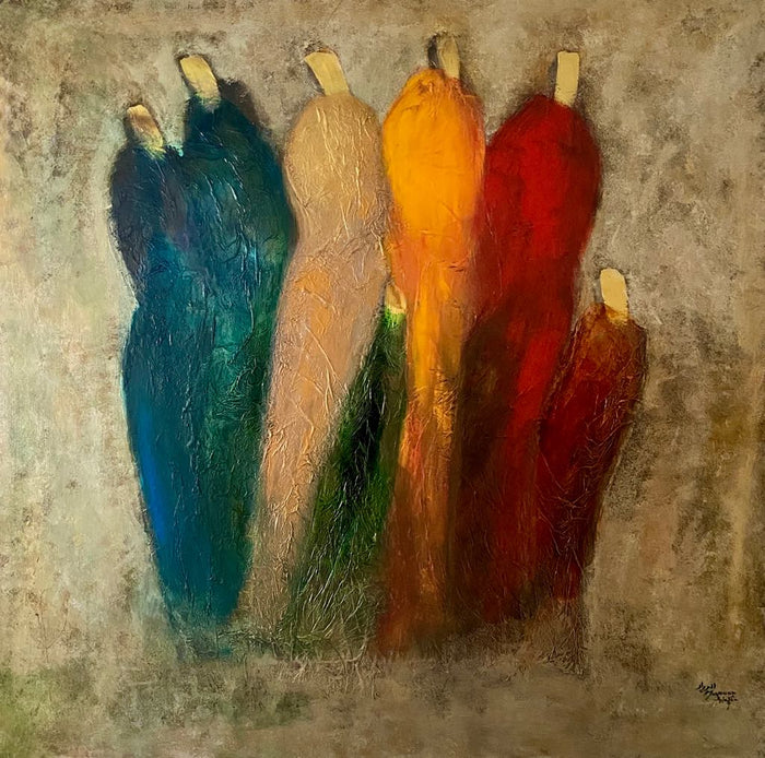 Wafaa Mezouar — Grand tableau abstrait marocain