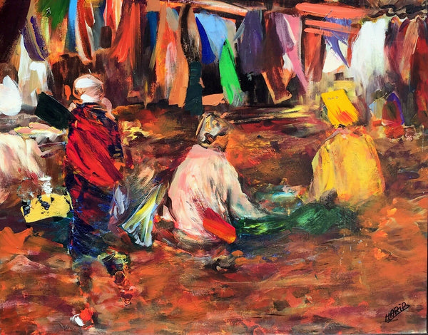 Habib Moufaddal — large mixed-media artwork, Moroccan art
