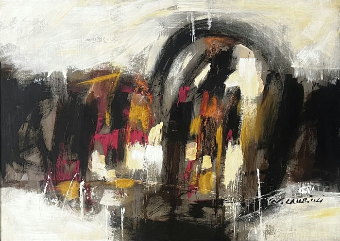 Najib Lahrichi — Grand tableau abstrait marocain