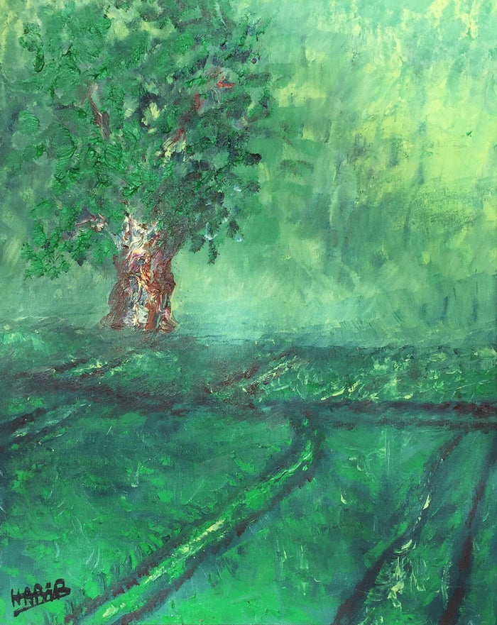 Habib Moufaddal — Œuvre en technique mixte — tableau marocain