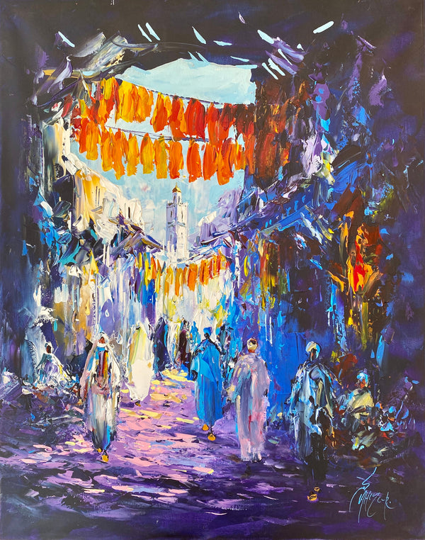 Passage couvert aux lumières colorées — Ahmed Lahmer