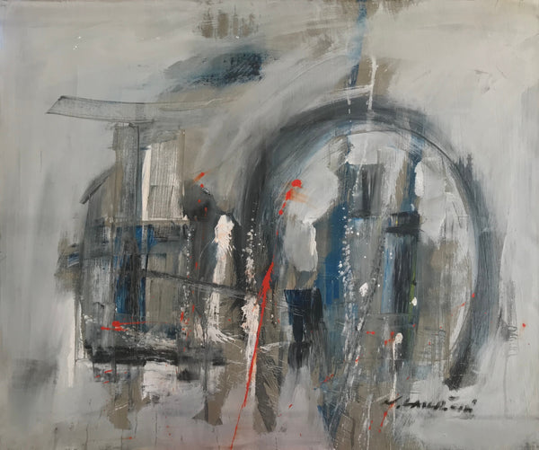 Abstraction grise aux arcs noirs — Najib Lahrichi (Vendu)
