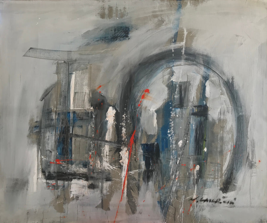 Najib Lahrichi — Grand tableau abstrait marocain