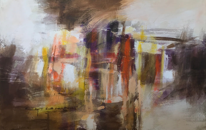 Najib Lahrichi — Grand tableau abstrait marocain