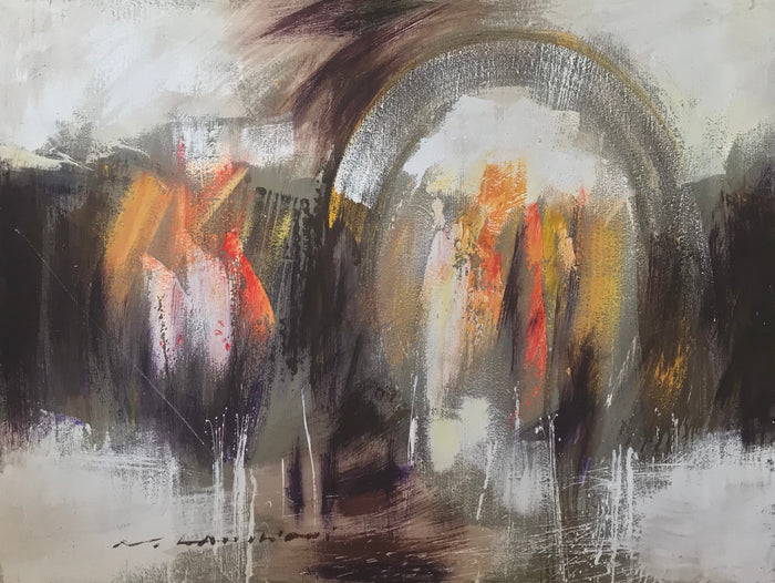 Najib Lahrichi — Grand tableau abstrait marocain