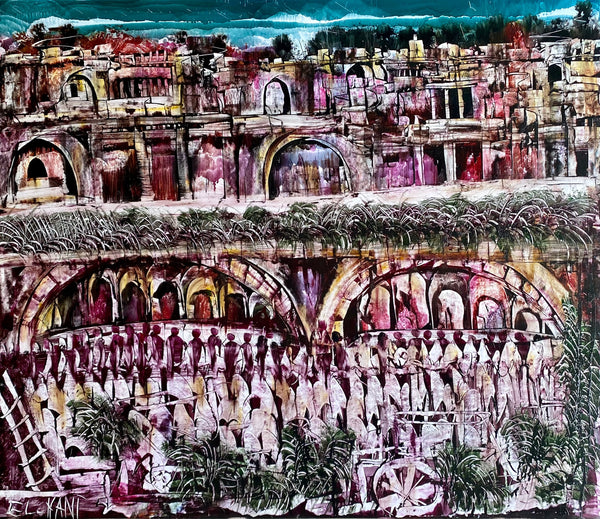 Architecture et foule aux touches roses — Mohamed El Hani