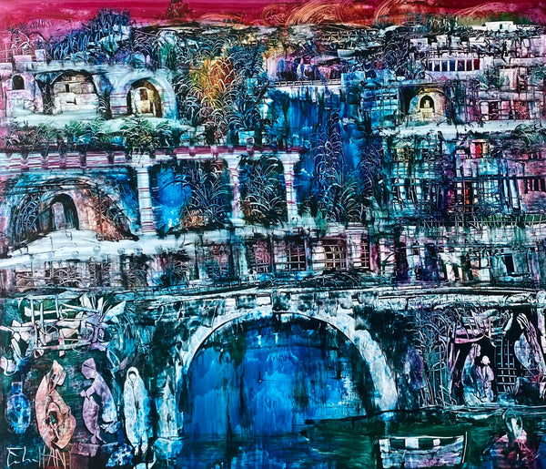 Façades et grande arche bleue — Mohamed El Hani