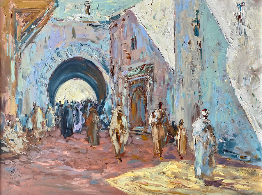 Ahmed Lahmer — Grande œuvre en technique mixte — tableau marocain