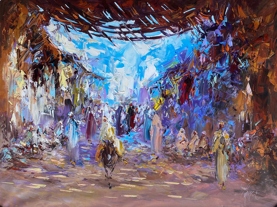 Ahmed Lahmer — Grand tableau acrylique — tableau marocain