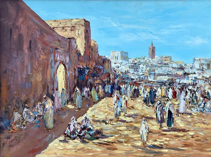 Ahmed Lahmer — Grand tableau acrylique — tableau marocain