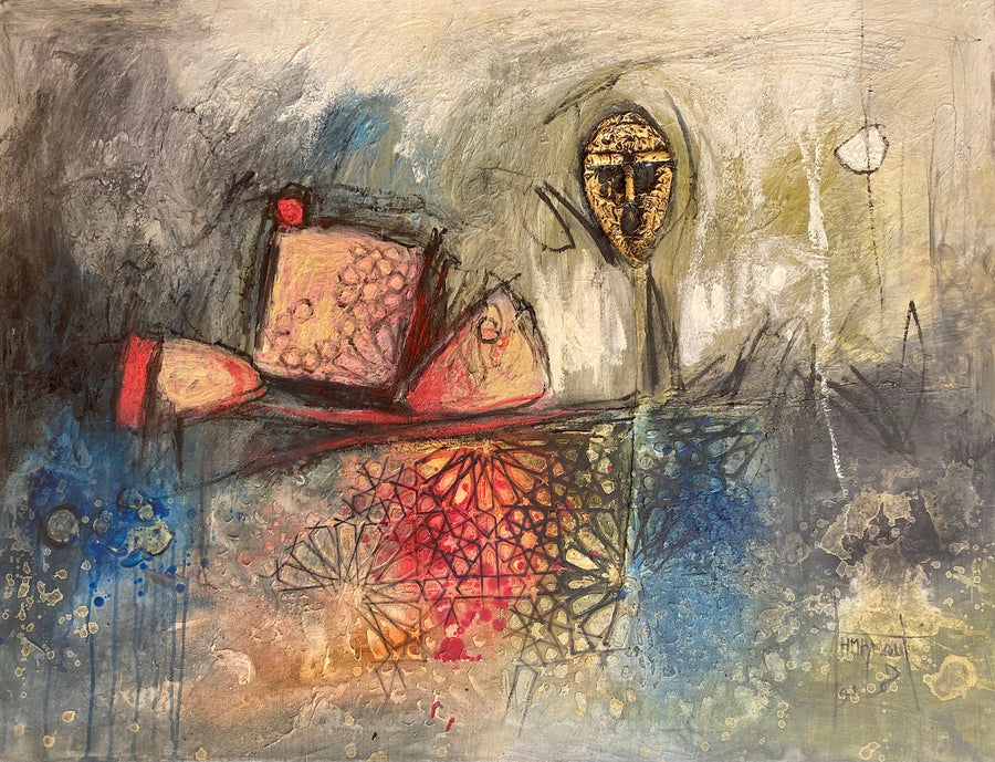 Abd Errazak Ahmamou — Grand tableau abstrait marocain