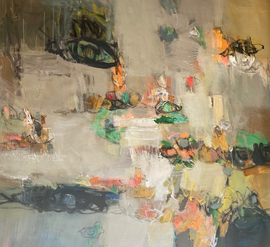 Rachid Taleb — Grand tableau abstrait marocain