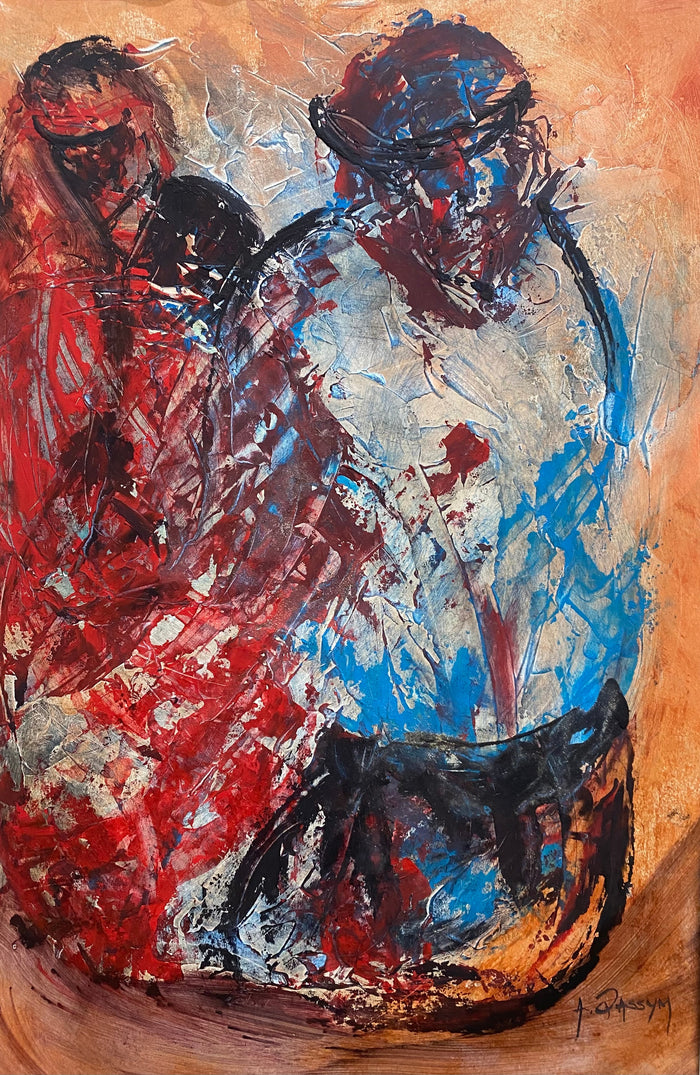 Abderrahim Qassym — Petite œuvre en technique mixte — tableau marocain