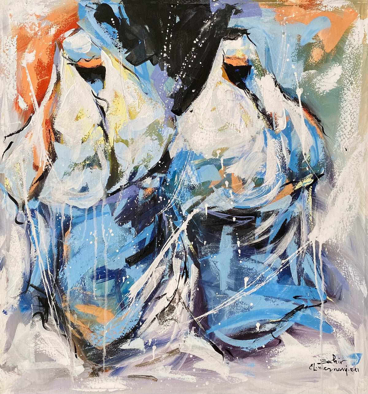 Bachir El Mesnani — large acrylic painting, Moroccan art