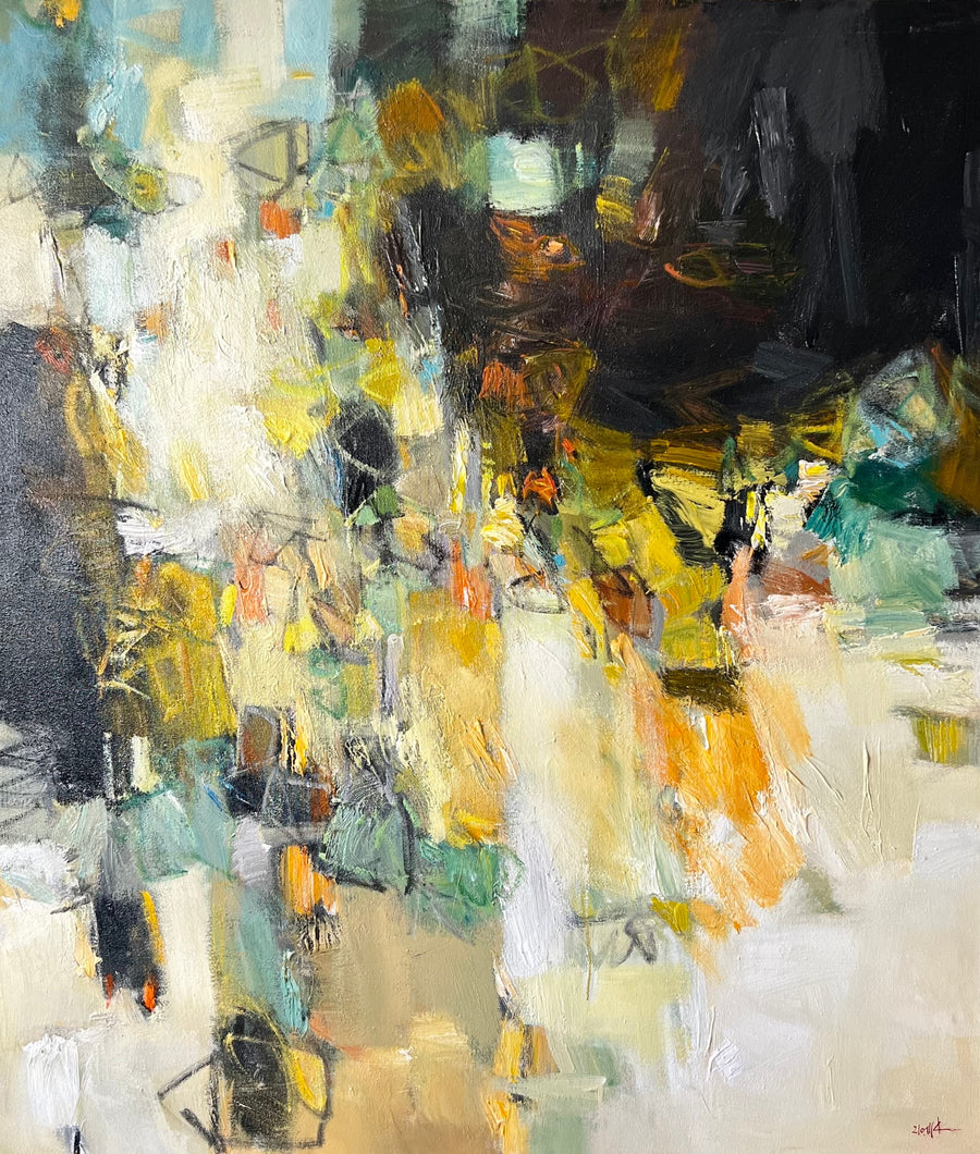 Rachid Taleb — Grand tableau abstrait marocain
