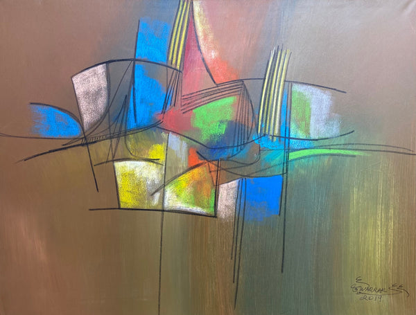 Grande œuvre en technique mixte II — Mostafa Warrak (Vendu)