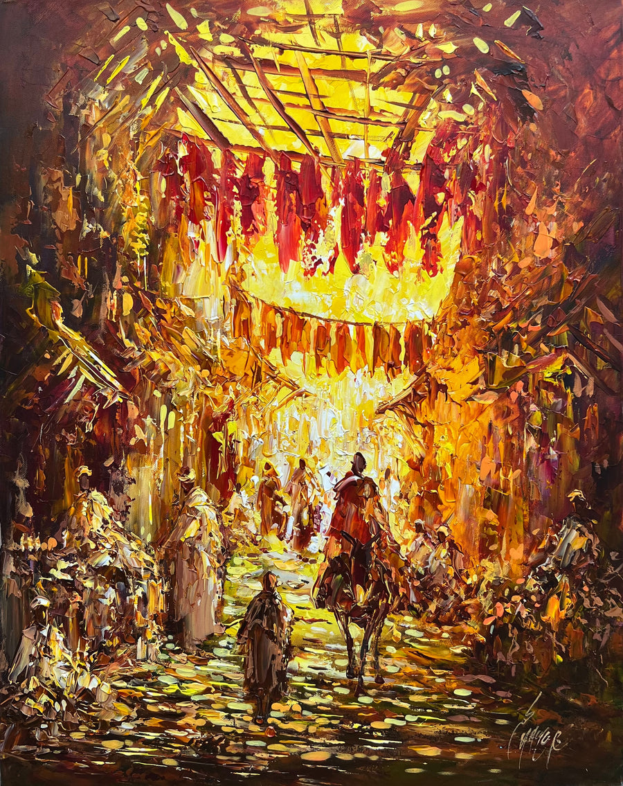 Ahmed Lahmer — Œuvre en technique mixte — tableau marocain