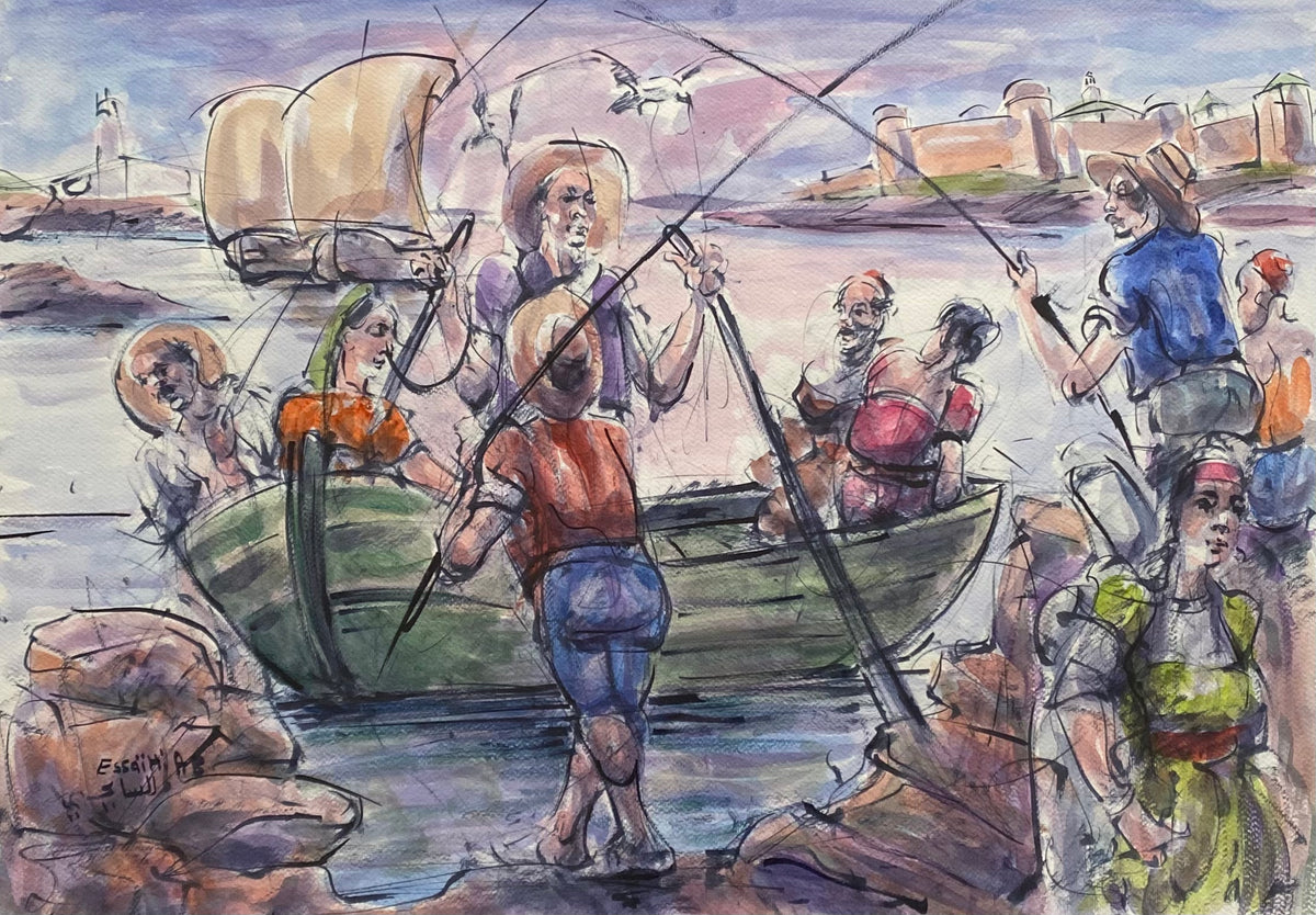 Abdeslam Essaihi — Œuvre en technique mixte — tableau marocain