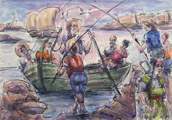Abdeslam Essaihi — Œuvre en technique mixte — tableau marocain