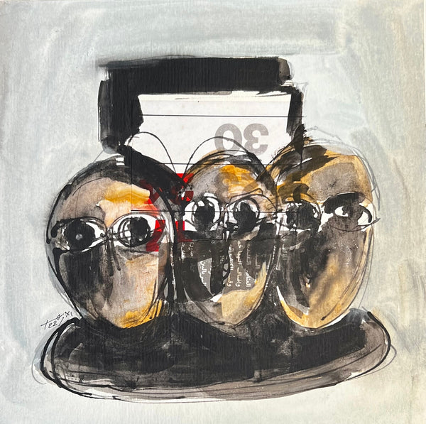 Trois visages stylisés — Abdelkarim El Azhar
