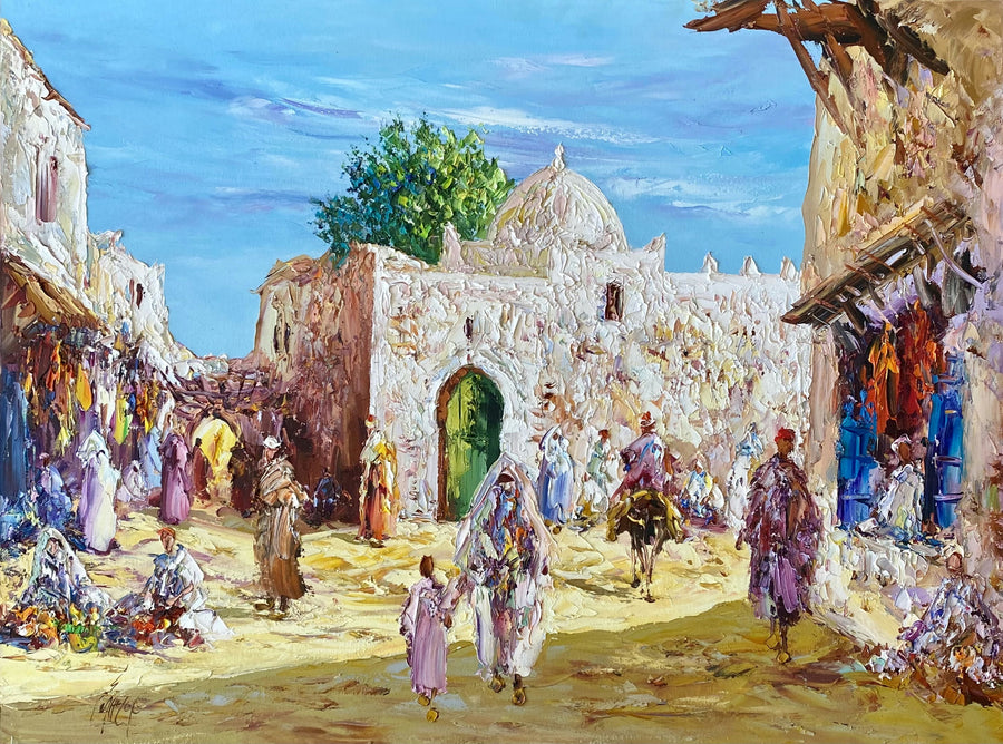 Ahmed Lahmer — Grand tableau acrylique — tableau marocain