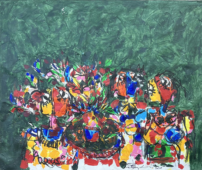 Salah Benjkan — Grand tableau acrylique