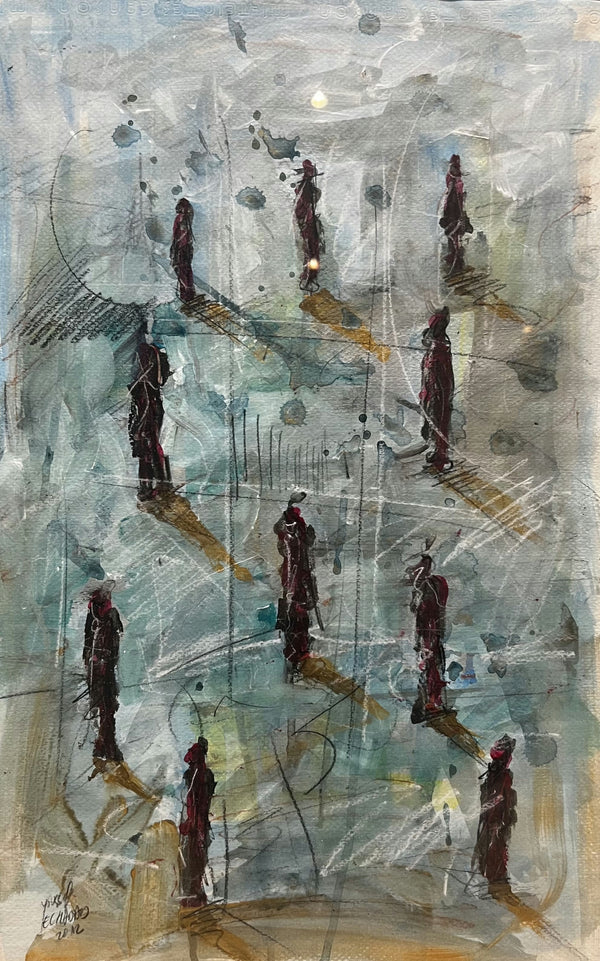 Silhouettes et lignes dans les tons gris et verts — Youssef El Haddad