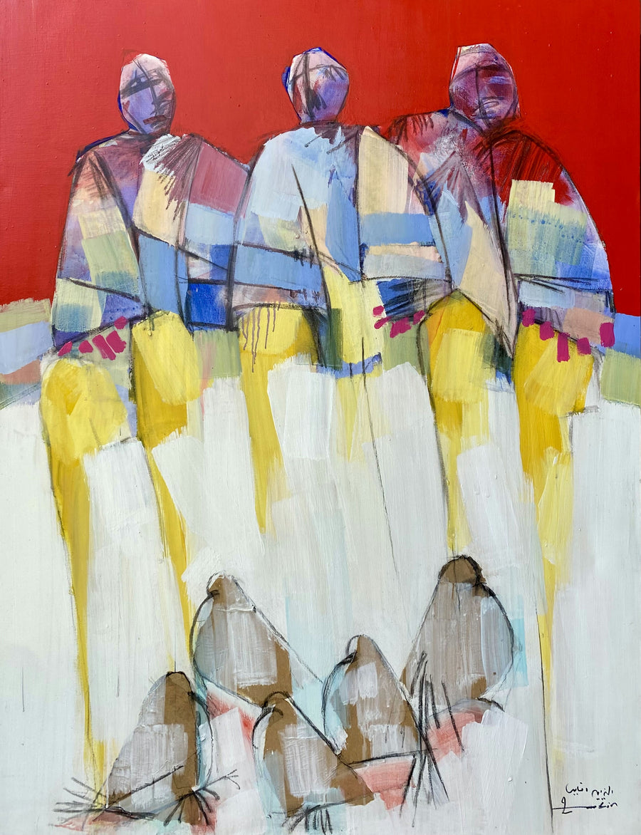 Najeb Zoubir — Grand tableau abstrait marocain