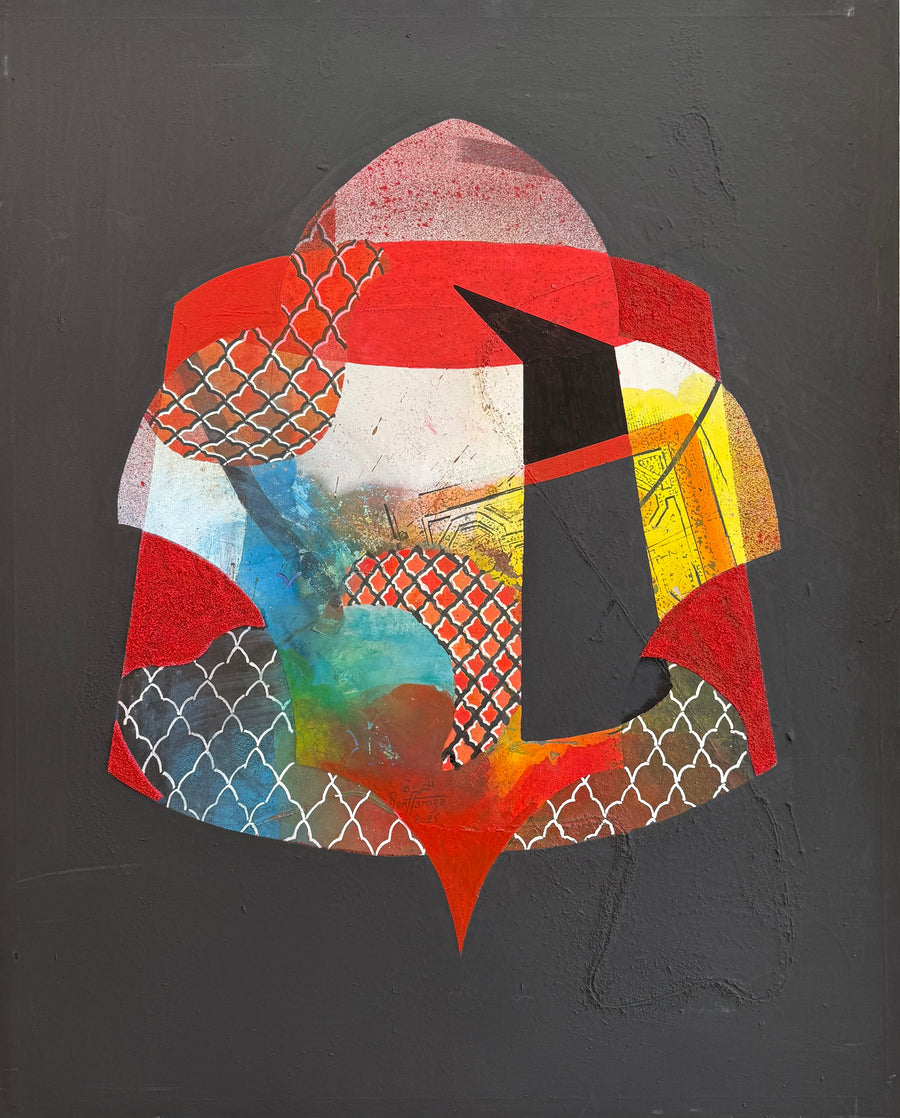 Mohamed Benhamza — Grande œuvre en technique mixte, tarbouche