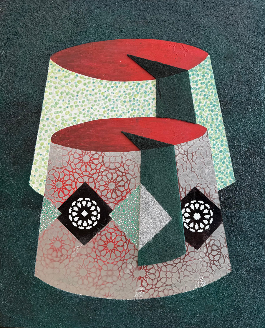 Mohamed Benhamza — Grande œuvre en technique mixte, tarbouche